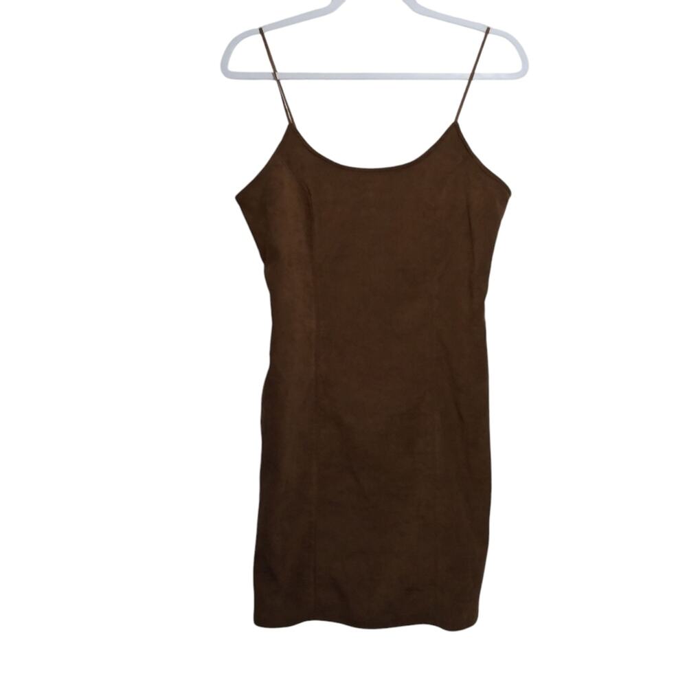 Rokoko Brown Spaghetti Strap Faux Suede Mini Dress Festival Size L